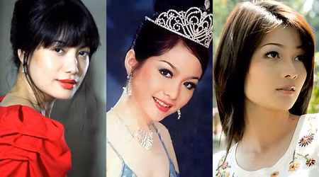 Các hoa hậu Trương Ngọc Ánh, Nguyễn Thiên Nga, Hoàng Thị Yến (từ trái sang phải) cũng cùng tuổi Bính Thìn, sinh năm 1976.