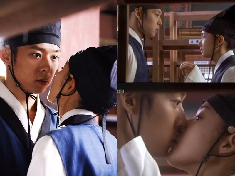 7. Phim "Sungkyunkwan scandal" (Chuyện tình ở Sungkyunkwan, 2010): Nụ hôn bất ngờ của Park Min Young dành cho Park Yoo Chun nhẹ nhàng mà thú vị.
