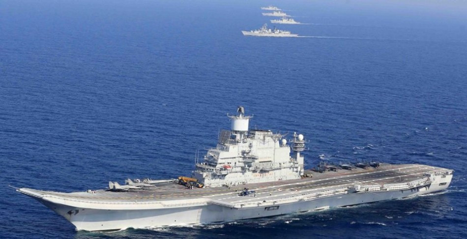 2 cụm chiến đấu tàu sân bay Ấn Độ vừa tham gia cuộc tập trận bắt đạn thật quy mô lớn (nguồn mạng sina TQ)