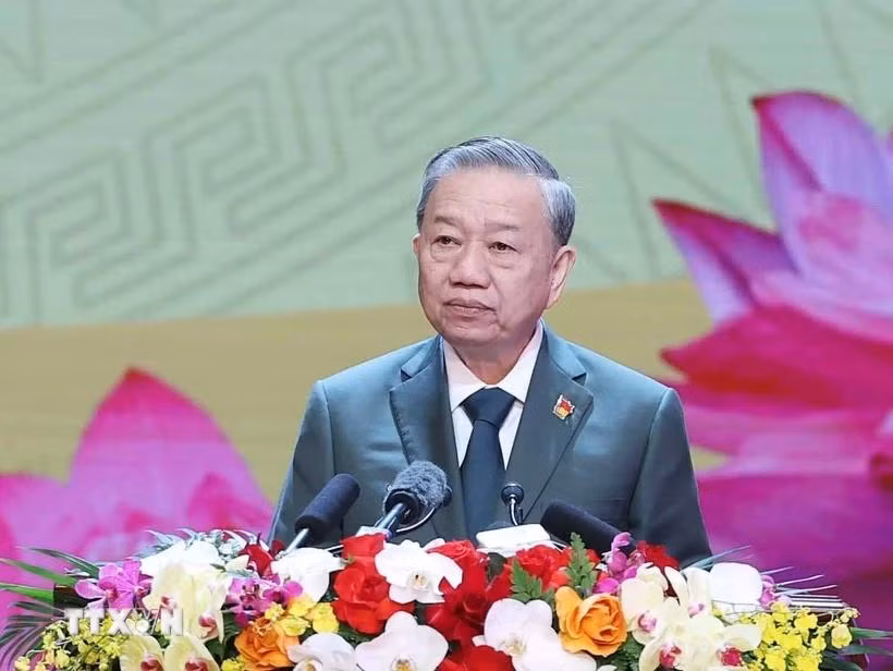Tổng Bí thư Tô Lâm, Bí thư Quân ủy Trung ương đọc Diễn văn Kỷ niệm 80 năm Ngày thành lập Quân đội Nhân dân Việt Nam, 35 năm Ngày hội Quốc phòng toàn dân. (Ảnh: Thống Nhất/TTXVN)