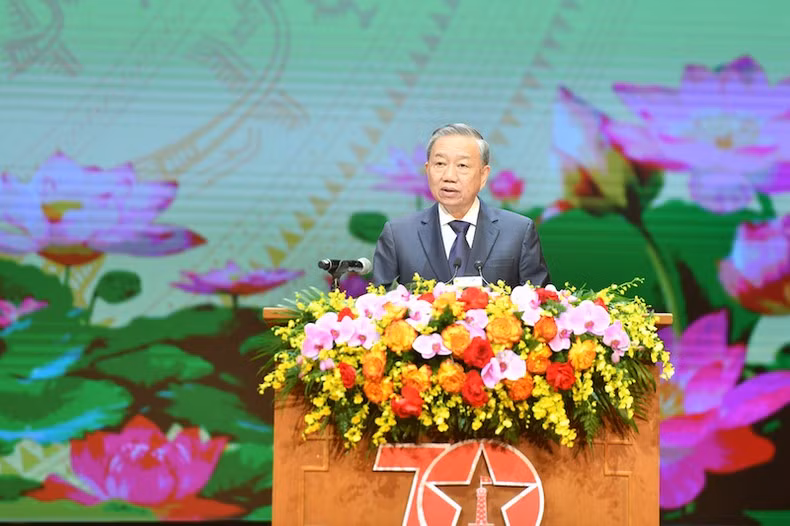 Tổng Bí thư, Chủ tịch nước Tô Lâm đọc diễn văn tại lễ kỷ niệm. (Ảnh: Đăng Khoa)