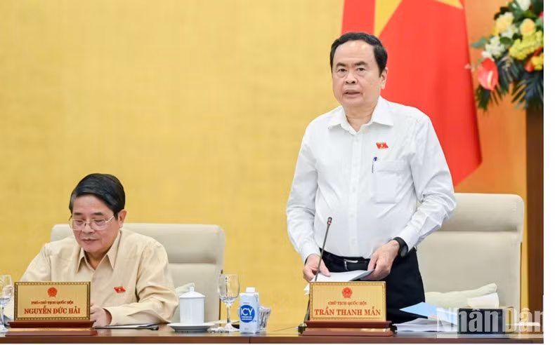 Chủ tịch Quốc hội Trần Thanh Mẫn phát biểu khai mạc phiên họp. (Ảnh: Duy Linh)