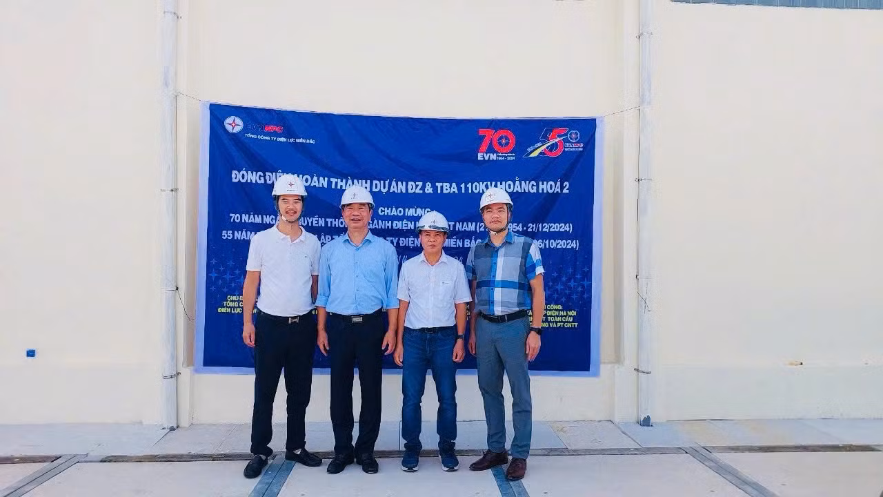 Đóng điện thành công dự án Đường dây và TBA 110kV Hoằng Hóa 2, tỉnh Thanh Hóa.