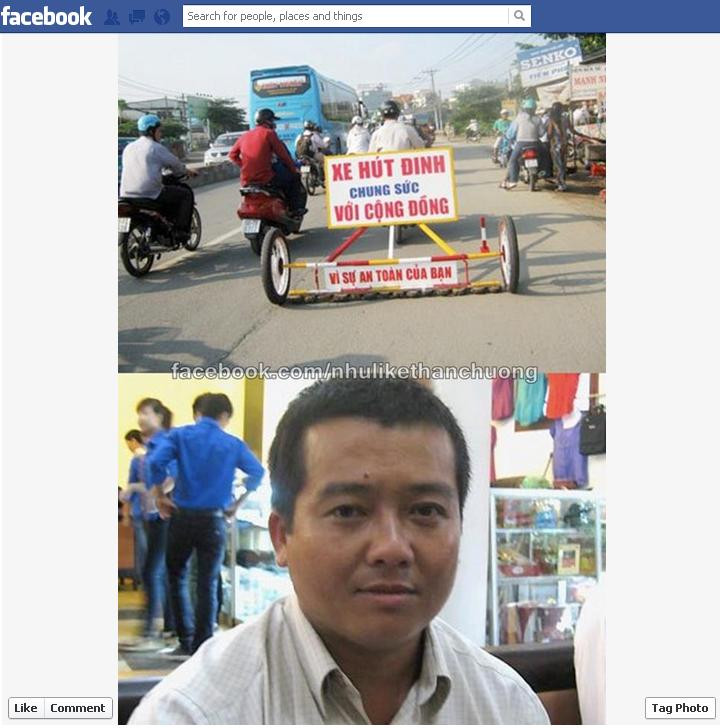 "Dưới cái nắng cháy da, mồ hôi đẫm lưng, anh Phạm Công Xuân cần mẫn chạy xe máy dọc quốc lộ 1A qua tỉnh Bình Dương để hút đinh. Thi thoảng, anh lại nhận được tin nhắn đe dọa: “Mày có thích mã tấu không?...". Ảnh: Anh Phạm Công Xuân và chiếc xe hút đinh "vì cộng đồng" - Nguồn. VNE.