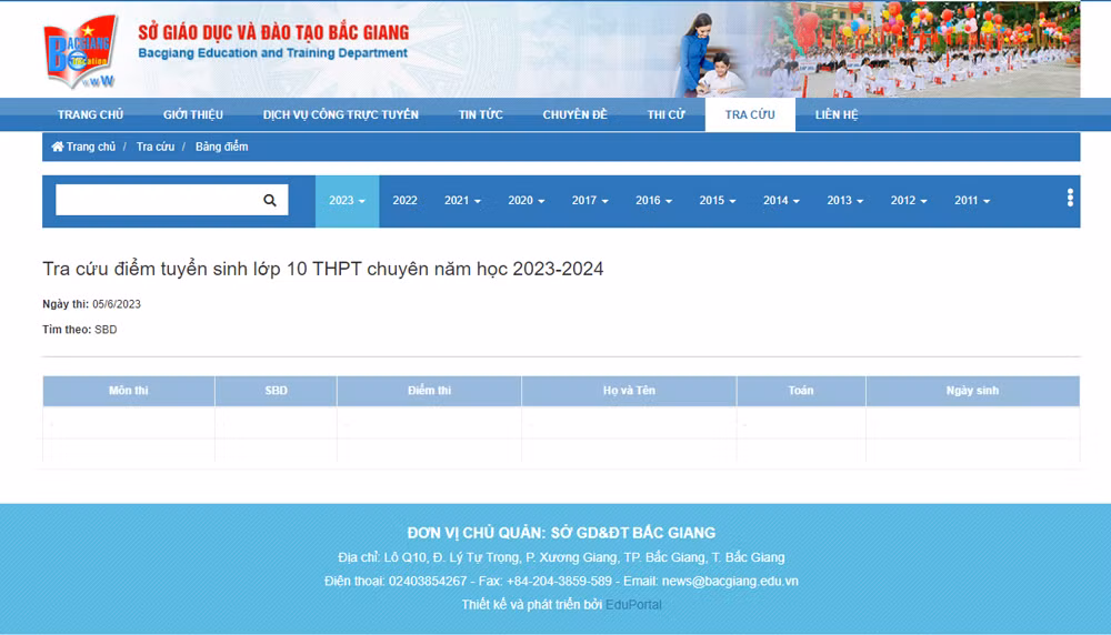 Bước 1: Thí sinh truy cập giao diện hệ thống hỗ trợ tra cứu điểm thi hiển thị Bước 1: Thí sinh truy cập giao diện hệ thống hỗ trợ tra cứu điểm thi hiển thị