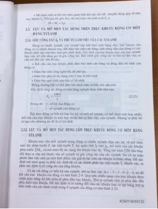 Trang 21 Sách "Kết cấu và tính toán động cơ đốt trong". Ảnh: Lại Bá Ất Trang 21 Sách "Kết cấu và tính toán động cơ đốt trong". Ảnh: Lại Bá Ất