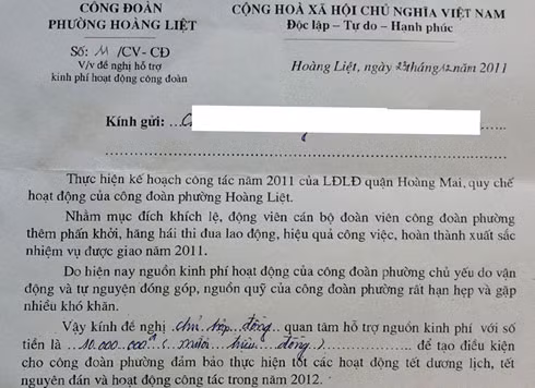 Công văn do ông Sáng kí được độc giả gửi đến VnExpress.net. Ảnh: Thái Thịnh.
