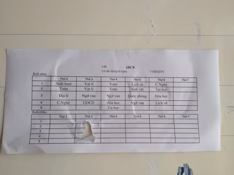 Thời khóa biểu từ 11/5 của học sinh khối 10 không có môn tiếng Anh (ảnh: CTV)