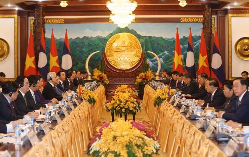Tổng Bí thư, Chủ tịch nước Lào Bounnhang Vorachith hội đàm với Tổng Bí thư, Chủ tịch nước Nguyễn Phú Trọng. ảnh: TTXVN. Tổng Bí thư, Chủ tịch nước Lào Bounnhang Vorachith hội đàm với Tổng Bí thư, Chủ tịch nước Nguyễn Phú Trọng. ảnh: TTXVN.