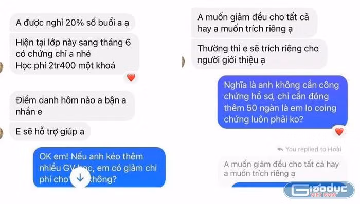 Giáo viên được tiếp thị học chứng chỉ chức danh qua mạng xã hội. (Ảnh: Cao Nguyên)