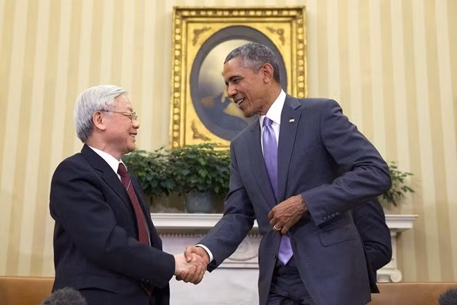 Tổng thống Mỹ Barack Obama và Tổng Bí thư Nguyễn Phú Trọng tại Nhà Trắng.