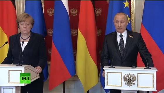 Tổng thống Nga Vladimir Putin và Thủ tướng Đức Angela Merkel.