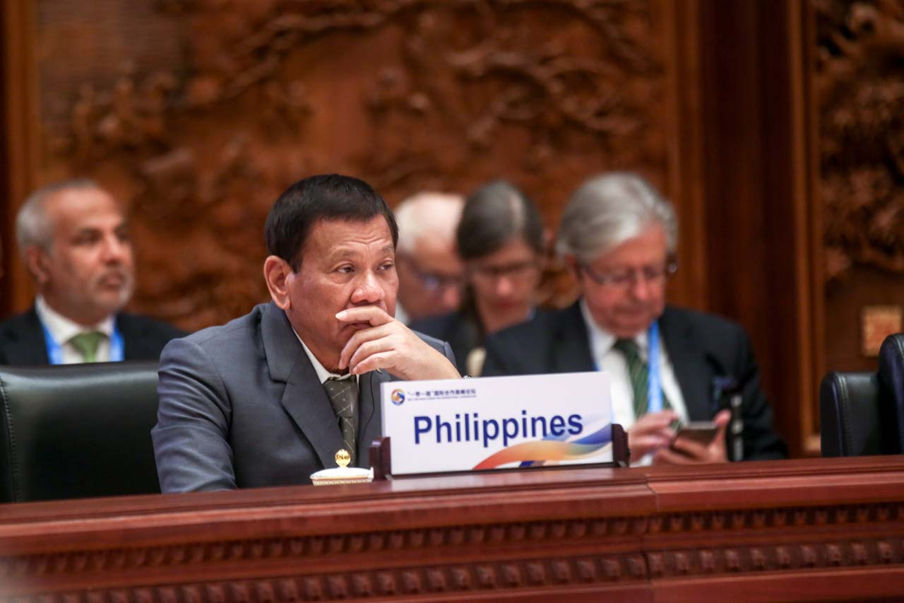 Tổng thống Philippines Rodrigo Duterte tại Diễn đàn quốc tế Một vành đai, một con đường ở Bắc Kinh, ảnh: Rappler.