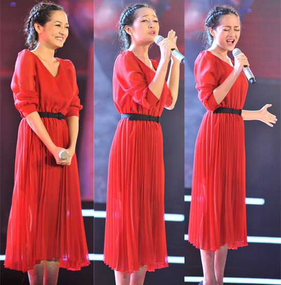 Vẻ đẹp trong sáng của Bảo Anh trên sân khấu The Voice 2012.
