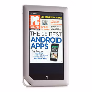 Nook Tablet của Barnes and Noble (4 điểm): Đây là máy tính bảng cỡ nhỏ tốt nhất dành cho đọc sách và tạp chí. Trong số các máy tính bảng Android giá rẻ tập trung vào phân khúc tiêu dùng truyền thông, đây là sản phẩm tốt nhất. Nếu như hãng sẽ ra một thiết bị giá rẻ hơn nữa (Nook Color với giá 199 USD), đó nhất định lại là một lựa chọn có giá trị. Thiết bị có giá 249 USD (dung lượng 16GB). Nook Tablet của Barnes and Noble (4 điểm): Đây là máy tính bảng cỡ nhỏ tốt nhất dành cho đọc sách và tạp chí. Trong số các máy tính bảng Android giá rẻ tập trung vào phân khúc tiêu dùng truyền thông, đây là sản phẩm tốt nhất. Nếu như hãng sẽ ra một thiết bị giá rẻ hơn nữa (Nook Color với giá 199 USD), đó nhất định lại là một lựa chọn có giá trị. Thiết bị có giá 249 USD (dung lượng 16GB).
