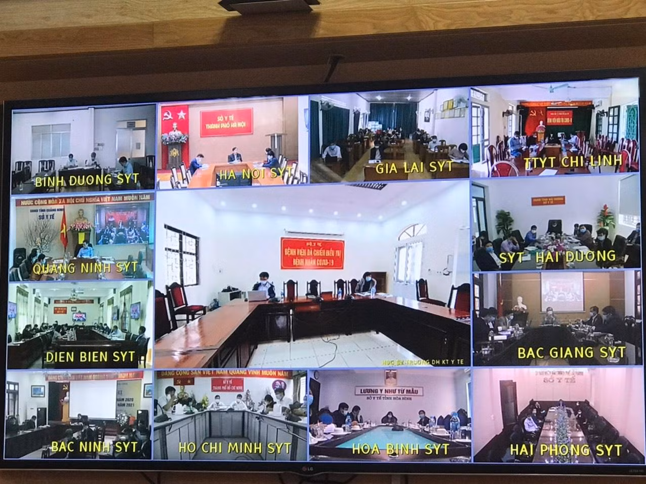 Các điểm cầu tham gia trực truyến. Ảnh: Bộ Y tế