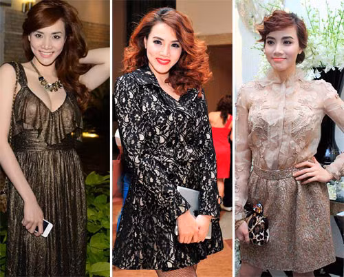 Trang phục ren có họa tiết rối mắt. Những chiếc áo kín đáo của người mẫu cũng đặc trưng phong cách sến, chi tiết bèo nhún không cần thiết làm giảm sự sang trọng và tinh tế.