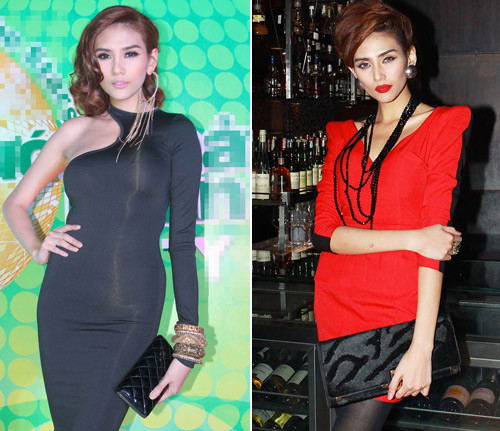 Á hậu Hoàng Yến dường như yêu thích clutch màu đen