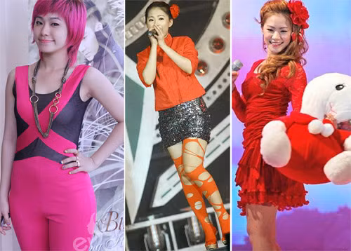 Gu thời trang của Lương Bích Hữu ngày càng có vấn đề. Cô nàng yêu thích những gam màu nóng lòe loẹt trong khi đó mái tóc tém cá tính lại không hề ăn nhập với phong cách này