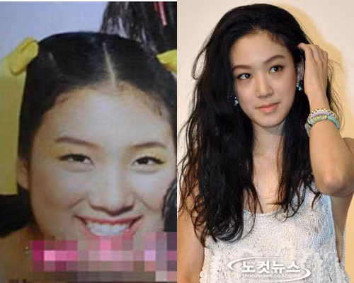 Jung Ryeo Won trước và sau khi gia nhập giới showbiz.
