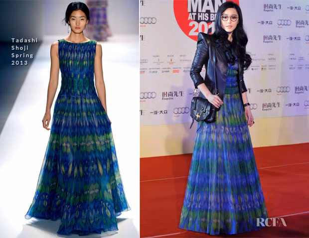 Thay vì giữ vẻ nữ tính của bộ đầm phong cách boho, Phạm Băng Băng mix cùng jacket vai nhọn, túi da mạnh mẽ, cặp kính kiểu tri thức khiến bộ cánh thêm phần cuốn hút vì mang nhiều thông điệp tính cách.