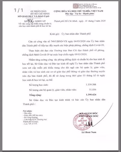 Văn bản 766 của Sở Giáo dục và Đào tạo Thành phố Hồ Chí Minh (ảnh: P.L) Văn bản 766 của Sở Giáo dục và Đào tạo Thành phố Hồ Chí Minh (ảnh: P.L)