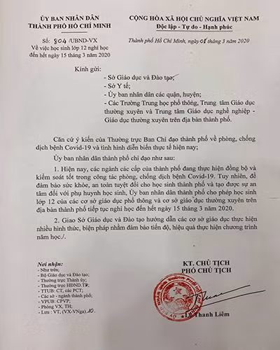 Văn bản 804/UBND-VX của Ủy ban nhân dân Thành phố Hồ Chí Minh (ảnh: P.L)