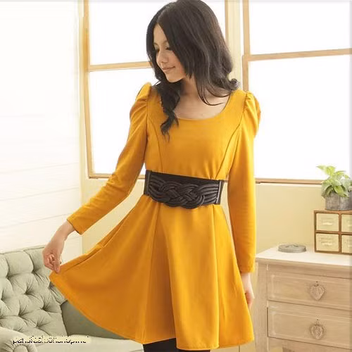 Sự kết hoàn hảo giữa váy liền thân với chiếc đai lưng to bản.