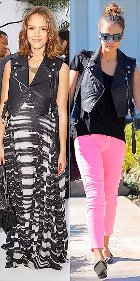 Jessica Alba luôn chọn cho mình những chiếc áo vest ngắn dù khi đang mang bầu hay khi xuống phố. Jessica Alba luôn chọn cho mình những chiếc áo vest ngắn dù khi đang mang bầu hay khi xuống phố.