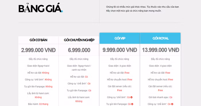 Có cả bản giá làm những trang haivl "fake".