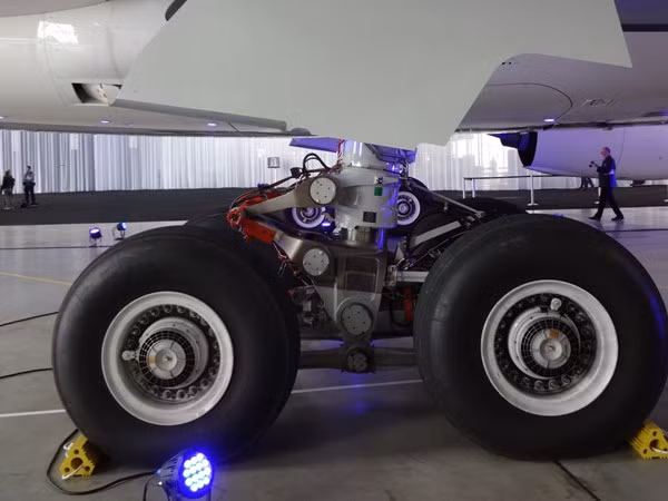 Hệ thống bánh sau của chiếc Airbus A350 XWB.