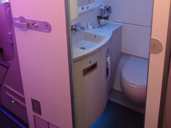 Toilet và bồn rửa.