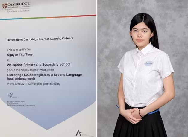 Nguyễn Thu Thủy đã giành điểm số cao trong kỳ thi môn Tiếng Anh IGCSE của Cambridge (Anh Quốc) vào tháng 6 vừa qua.