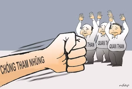 Chính phủ quyết liệt chống tham nhũng. minh họa của Ngọc Diệp.