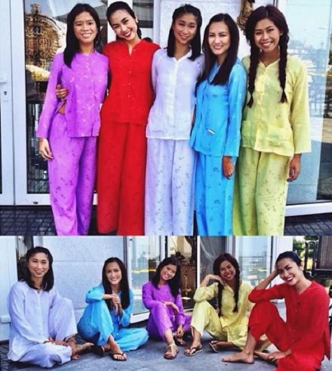 Tăng Thanh Hà cùng các chị em trong gia đình nhà chồng diện áo bà ba truyền thống giản dị