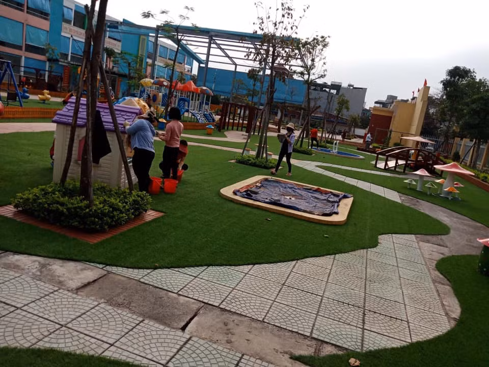 Quận Hoàng Mai đầu tư mạnh cho giáo dục, xây dựng nhiều trường học chất lượng, hiện đại. Ảnh: Trường Mầm non Lĩnh Nam.