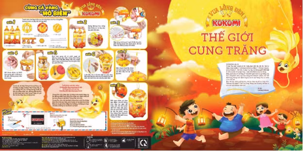 “Vua” lồng đèn trong mỗi gói mì Kokomi đi kèm hướng dẫn từng bước trực quan, sinh động, dễ hiểu.