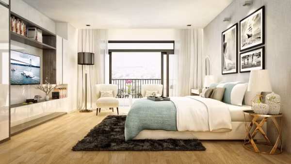 Phòng ngủ với thiết kế đẹp và trang nhã.