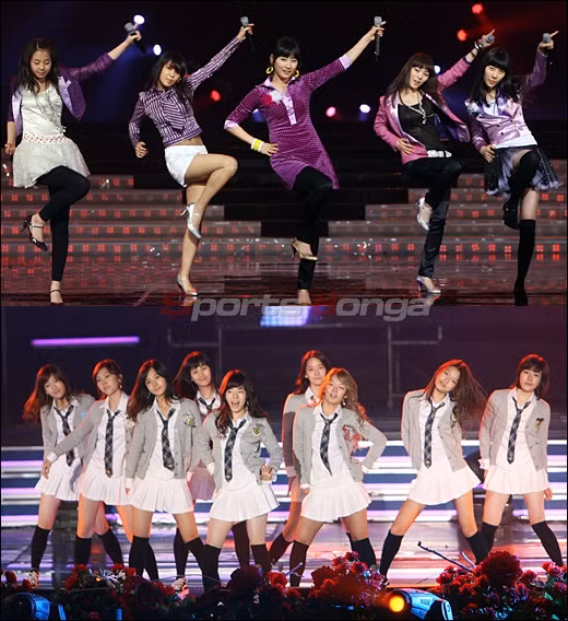 Wonder Girls (trên) và SNSD sẽ có cuộc cạnh tranh khốc liệt