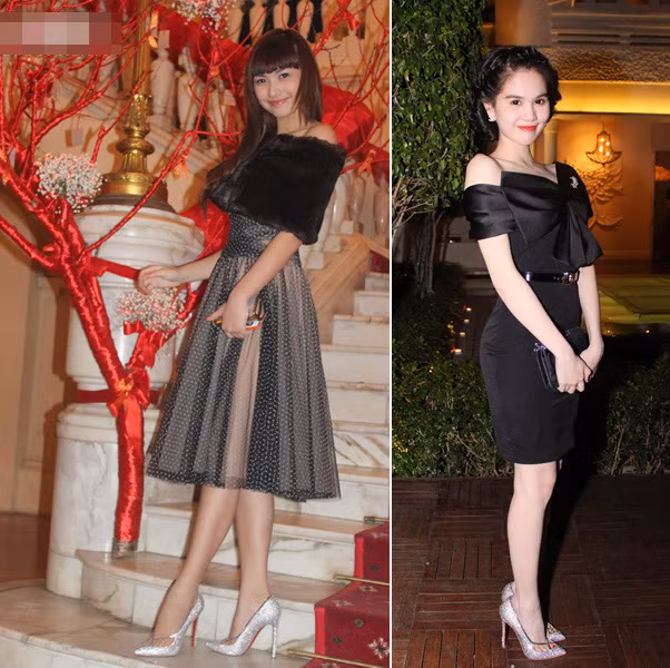 Ngọc Trinh và chân dài Hồng Quế "đụng" đôi giày hiệu đế đỏ với giá gần 100 triệu VNĐ (4000 USD) của thương hiệu Christian Louboutin. Theo bạn, ai mix đồ hợp gu và sành điệu hơn với đôi giày này?