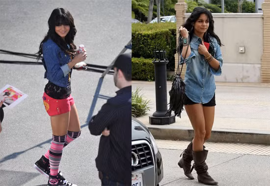 Vanessa Hudgens, ngôi sao của HightSchool Musical với những style quần short rất giống của Miley Cyrus. Xem thêm: Thời trang sao Hollywood/Thời trang sao Hàn/Thời trang sao Việt/Thời trang sao Hoa ngữ
