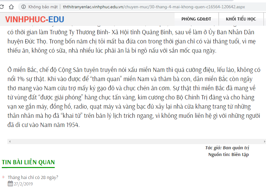 Nội dung xuyên tạc, bịa đặt (Ảnh: chụp từ màn hình bài viết)