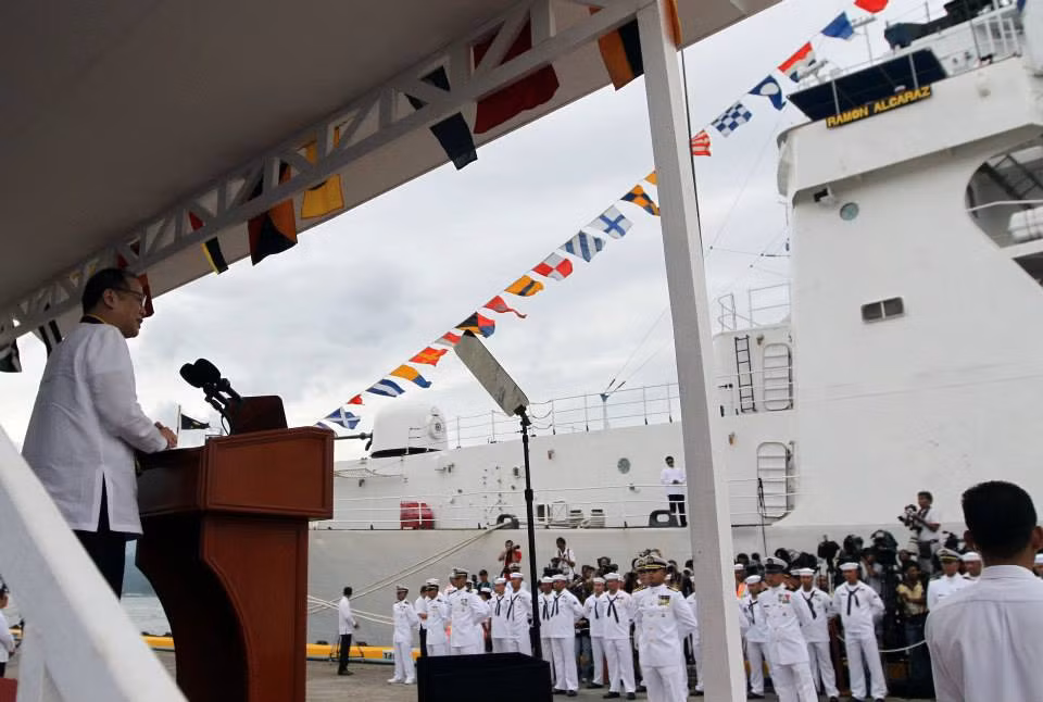 Ông Aquino phát biểu tại lễ tiếp nhận tàu tuần tra thứ 2.