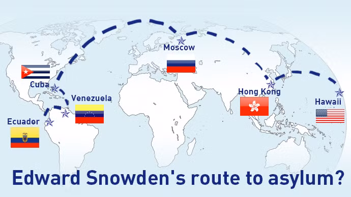 Hành trình chạy trốn của Snowden theo tiết lộ từ truyền thông phương Tây.