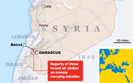 Địa điểm 3 chiếc máy bay Israel không kích lô hàng tên lửa ở Damascus sớm ngày 5.5 Địa điểm 3 chiếc máy bay Israel không kích lô hàng tên lửa ở Damascus sớm ngày 5.5
