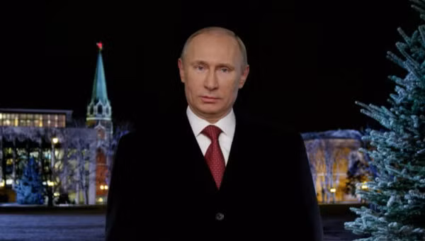 Tổng thống Nga Vladimir Putin gửi thông điệp năm mới tới toàn thể người dân trên truyền hình.