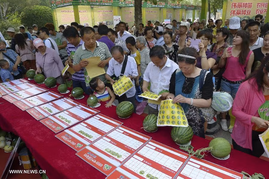 Người dân Trung Quốc tham gia cuộc thi dưa hấu năm nay.