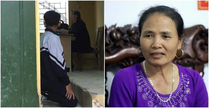 Mẹ nam sinh bị phạt quỳ cho rằng mình chỉ nói vậy không nghĩ cô giáo sẽ làm thật (Ảnh: Vũ Ninh)