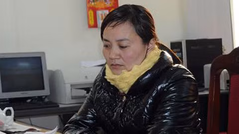 Hoàng Thị Hường tại cơ quan công an.