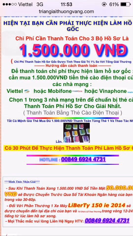 Hình ảnh hướng dẫn lập hồ sơ gốc với giá 1.500.000 đồng thông qua nạp thẻ cào điện thoại